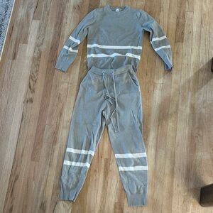 Luxe Beige and White Striped Pajama Set